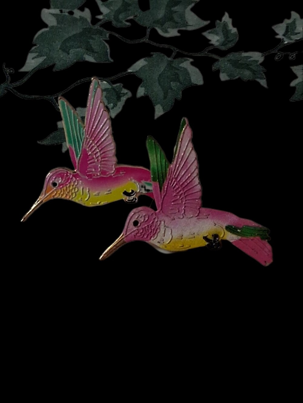 Set of 2 Hummingbird Enamel Brooch/Lapel Pins